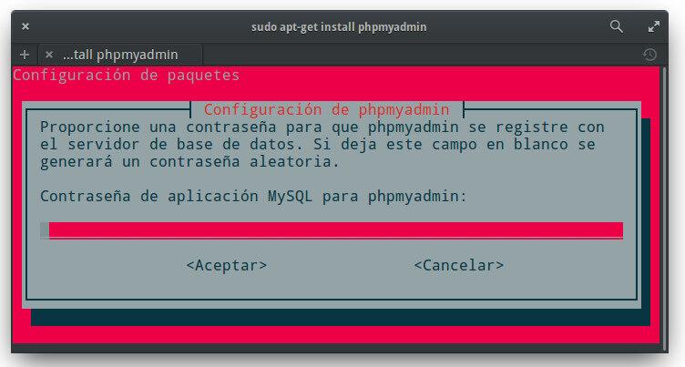 Configurar contraseña phpMyAdmin